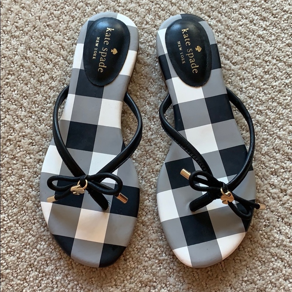 Kate Spade Gingham Black and White Sandals